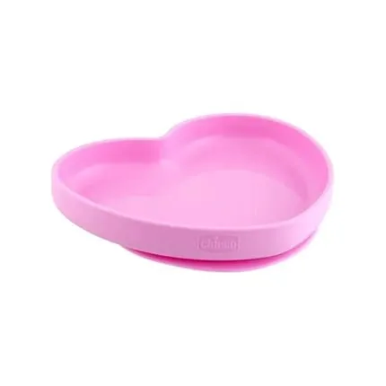 Chicco Heart Plate In Silicone With Suction Cup Pink