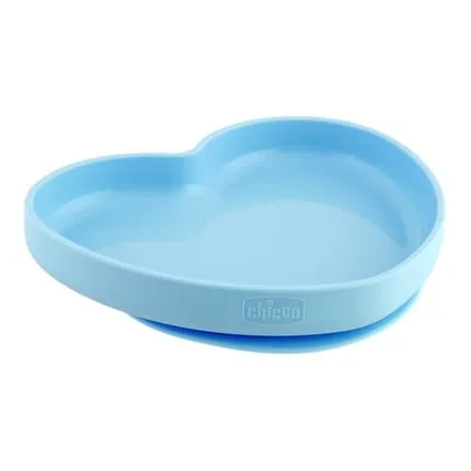 Silicone Heart Plate with Suction Cup Blue