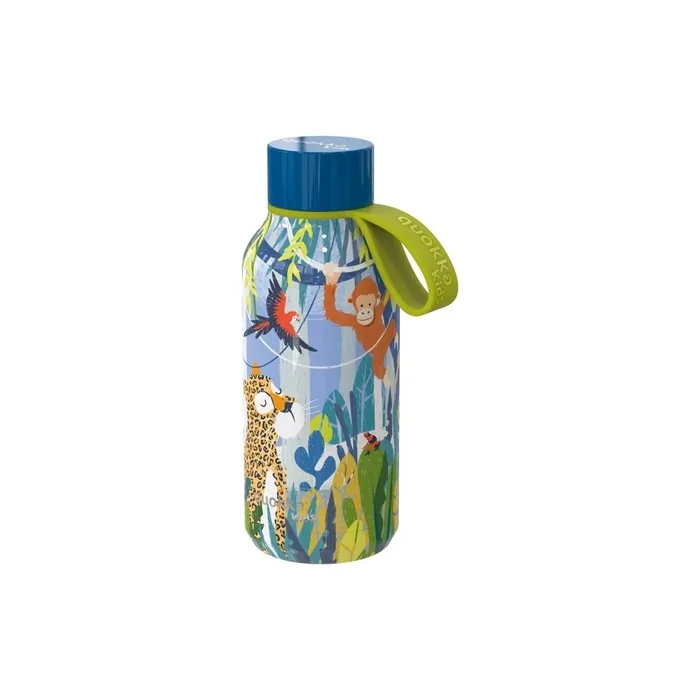 Quokka Kids Solid With Hanger - Jungle 330 Ml | Bpa-Free Stainless Steel Water