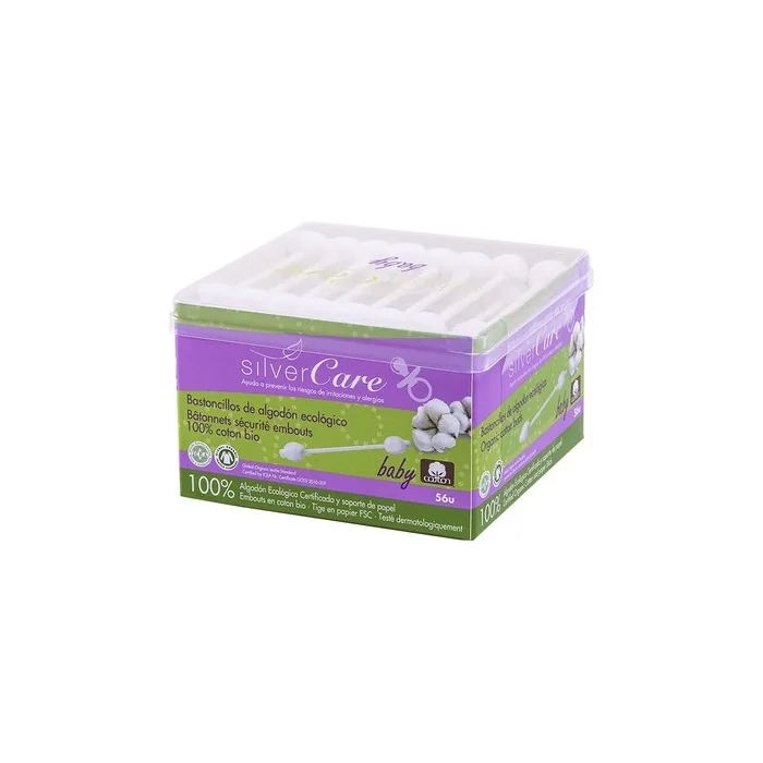 Silver Care Organic Cotton Ear Swabs For Infants And Children - 56 Pieces