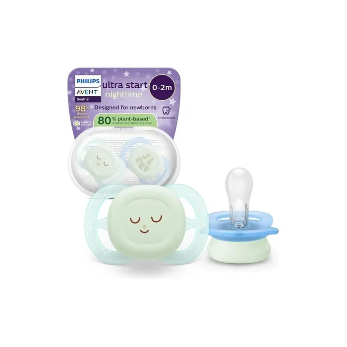 Philips Avent Ultra Start Nighttime Soothers Orthodontic Design for Newborns