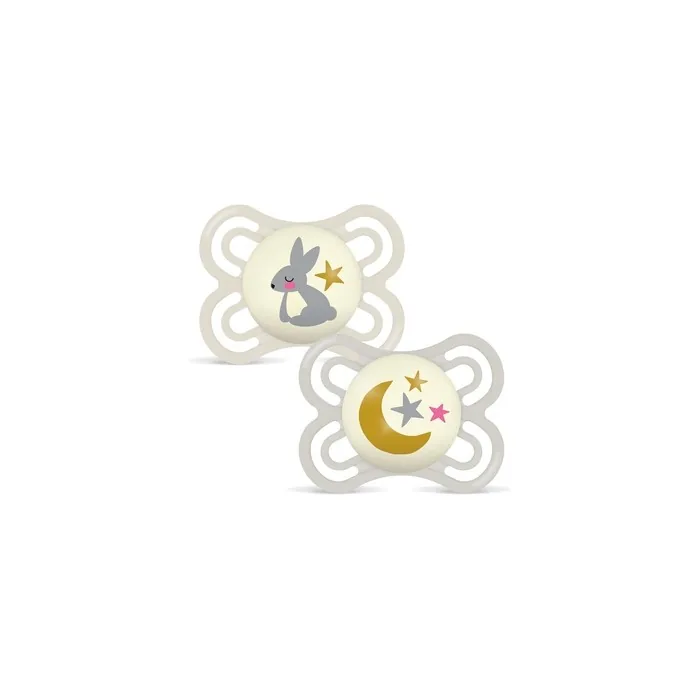 Mam Perfect Night Silicone Pacifier 0 Months Pack Of Two