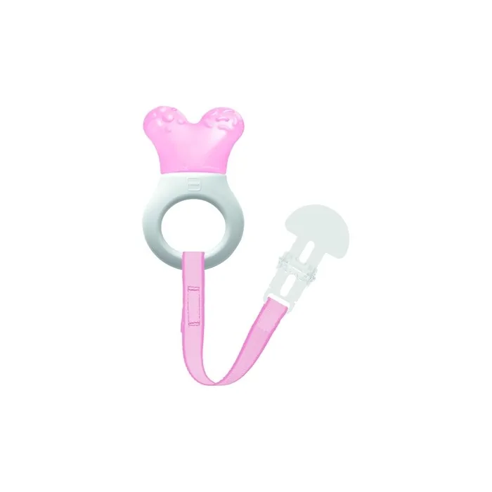 Mam Mini Cooler Teether & Clip Pink With Waterfilled Part And Clip For Babies 2 Months And Older