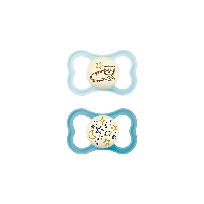 Mam Supreme Night Pacifier 6 Months Silicone Blue 2 Pack
