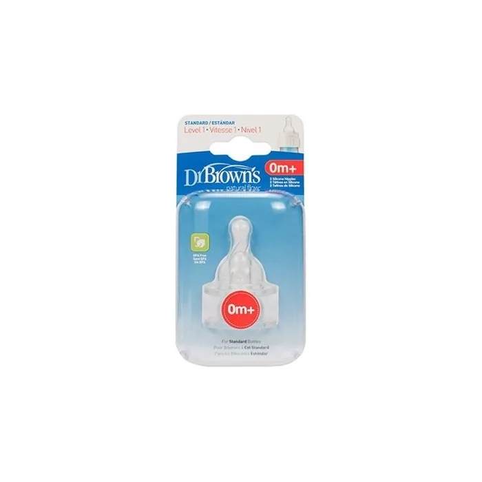 Dr. Browns Options+ Silicone Nipples For Bottles With Narrow Neck 0m+ 2 Pack