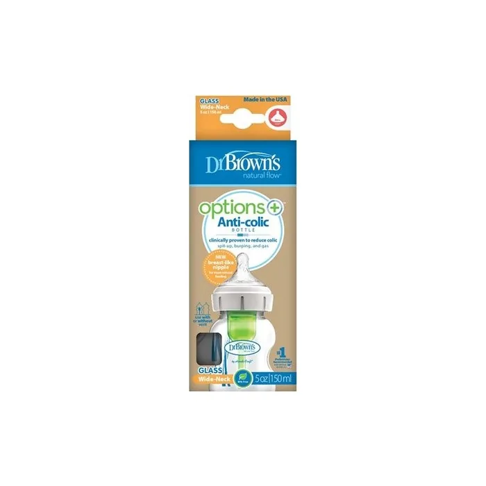 Dr. Browns Options+ Anti-Colic Glass Baby Bottle, 150ml