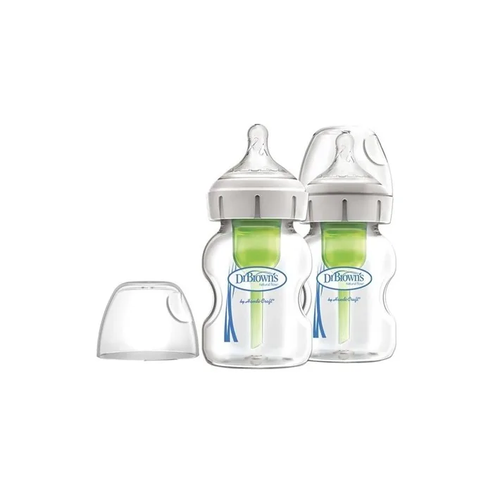 Dr. Browns Glass Bottle Options+ Anti-Colic Wide Neck 0m+, 2x150ml
