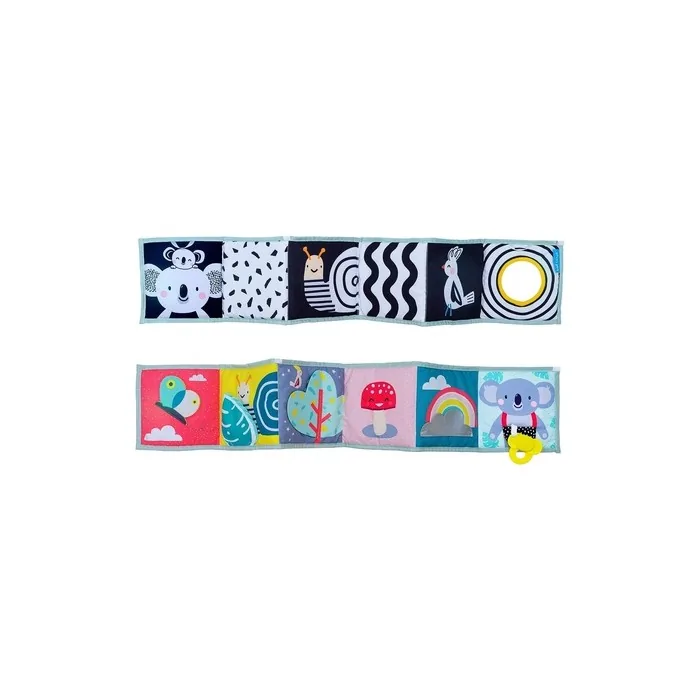 Taf Toys Koala Clip on Pram Book Double-sided Tummy-time Sensory Soft Baby Book with Teether and Baby-safe Mirror