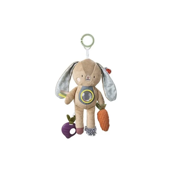 Taf Toys Jenny Bunny Activity Soft Cuddly Plush Sensory Stuffed Rabbit Toy with Teether & Rattle - Suitable for Baby Boys & Girls 0 Months +