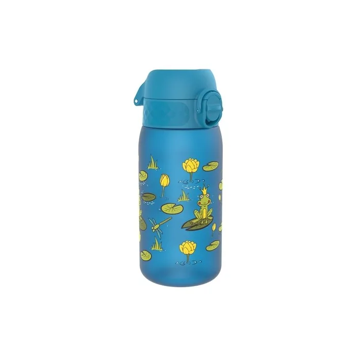Ion8 Kids Water Bottle 350ml 12oz Leak Proof Easy to Open Secure Lock Dishwasher Safe BPA Free Carry Handle Hygienic Flip Cover Easy Clean Odour Free Carbon Neutral Frog Pond Design OneTouch 2.0