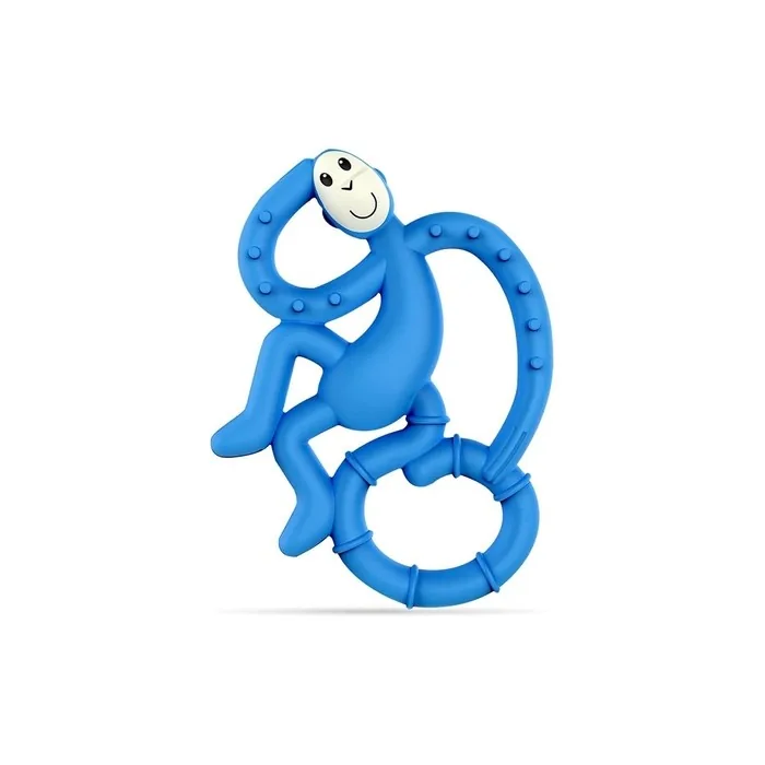 Matchstick Monkey Antimicrobial Silicone Teether Easy To Grip BPA Free 10cm Blue