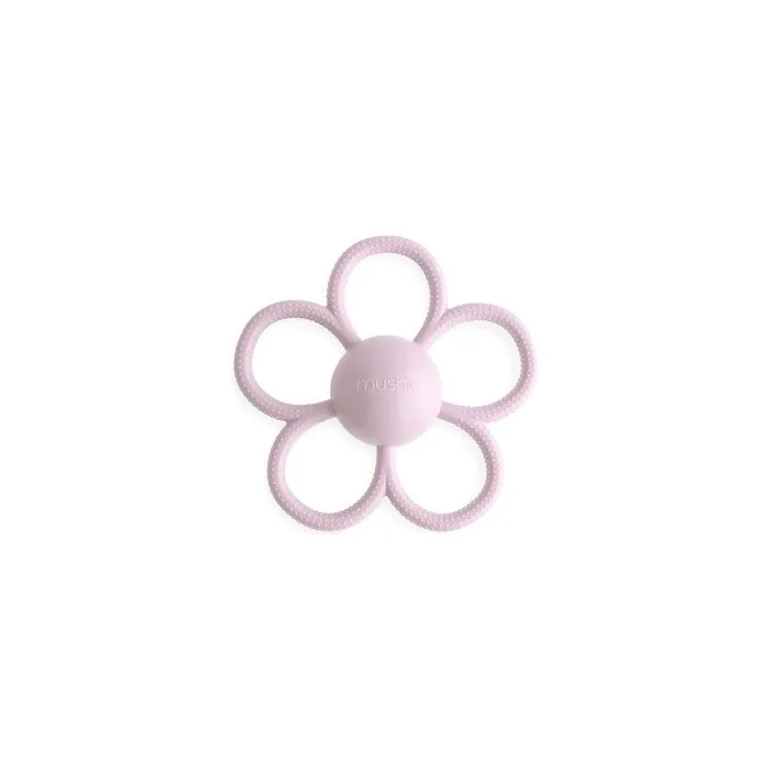 Mushie Silicone Baby Daisy Rattle Teether Toy Soft Lilac