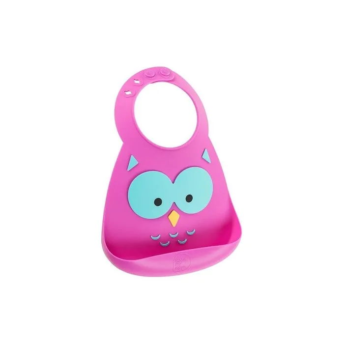 Makemyday Baby Bib Owl Silicone Bib With Pocket For 6 Months And Up