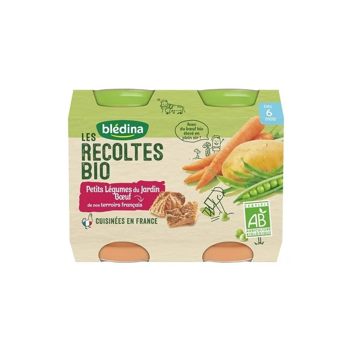 Bledina Organic Beef Vegetable Garden Pots 200g - Pack of 2