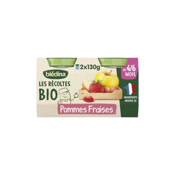 Bledina Baby Compote from 6 Months Apples and Strawberries 130g