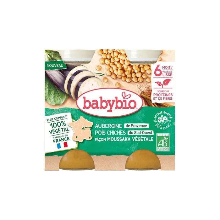 Babybio Eggplant Chickpeas Moussaka Style Vegetarian for 6 Months and Older