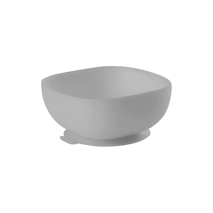 Baba Silicone Bowl With Suction Cups For Baby And Children Food And Weaning Nonslip Microwave Safe Grey
