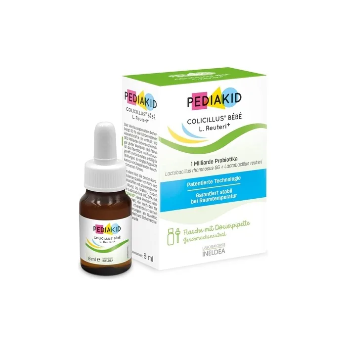 PEDIAKID Colicillus Baby L. Reuteri+ Dietary Supplement with 2 Probiotic Strains - Relieves Infant Colic - 1 Bottle with Dropper 8.00ml