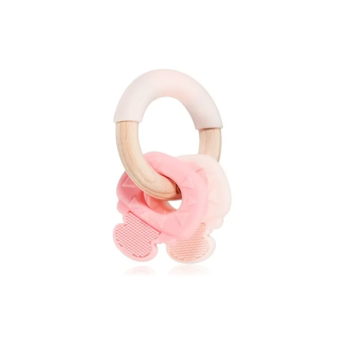 Kikkaboo Silicone And Wood Teether Keys Pink 1 Piece