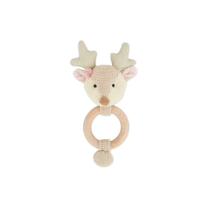 Bieco Baby Deer Ella Fabric Grasping Toy Rattle Wood 17x10x3cm 30g