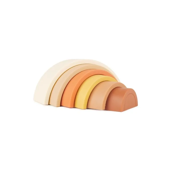 Bieco Silicone Rainbow Stacking Toy Chocolate Bliss Stacking Rings for Baby
