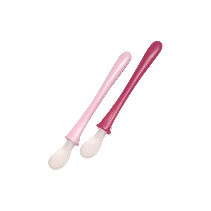 Mam Primamma Soft Spoon Feeding Spoons For Feeding And Holding Yourself Porridge Spoon 6 Months And Above For Girls 2 Pieces Pink Raspberry