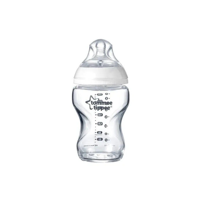 Tommee Tippee Closer To Nature Glass Baby Bottle, Slow Flow Breast-Like Teat