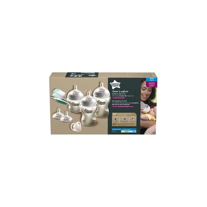 Closer To Nature Newborn Starter Set With Glass Bottles, Pacifiers, And Bottle Brush
