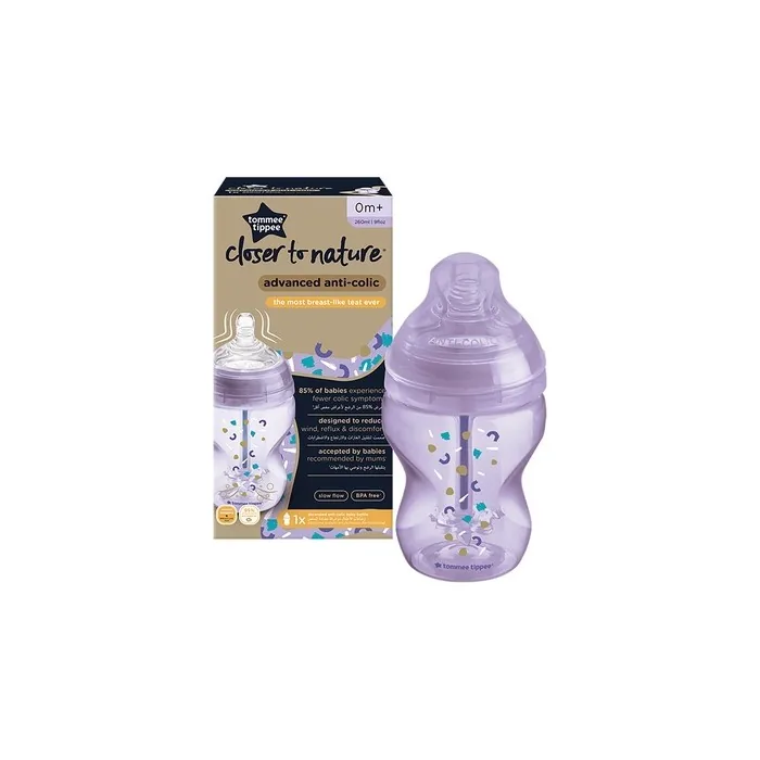 Tommee Tippee Closer To Nature Advanced Anti-Colic Bottle 260ml 0 Months And Above Girl