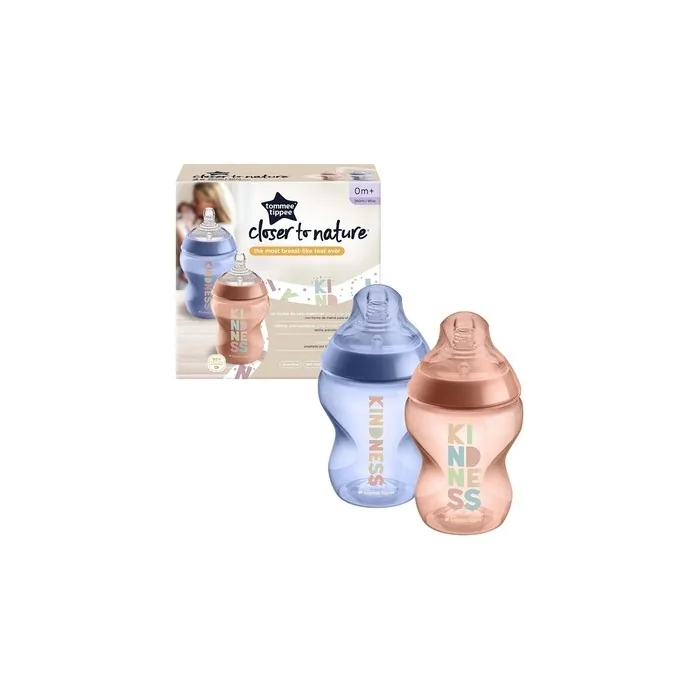 Closer To Nature Feeding Bottle With Silicone Nipple 3 Months+ Kindness 2x340ml