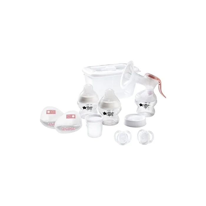 Tommee Tippee Breastfeeding Starter Kit, Manual Breast Pump, Baby Bottles And