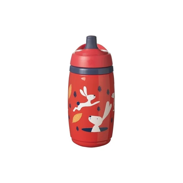 Tommee Tippee Superstar Insulated Sportee Water Bottle with INTELLIVALVE and BACSHIELD Technology 266ml - Red