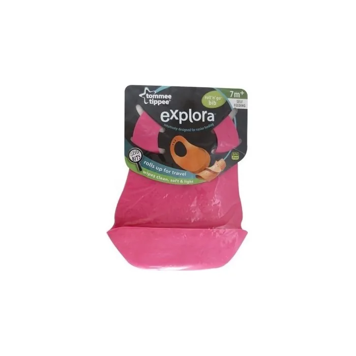 Tommee Tippee Roll'n Go Bib - Rollable Pink