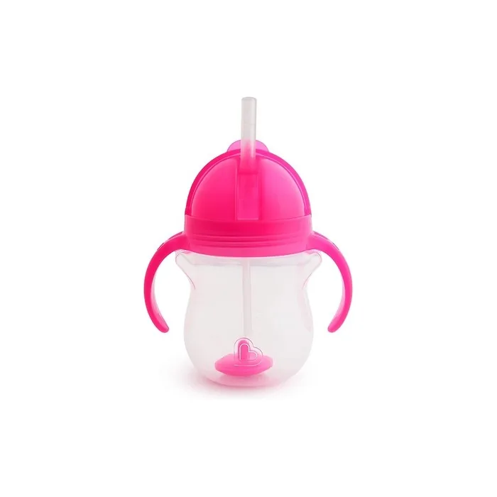 Munchkin Click Lock Tip and Sip Weighted Flexi Straw Trainer Cup 7oz Pink