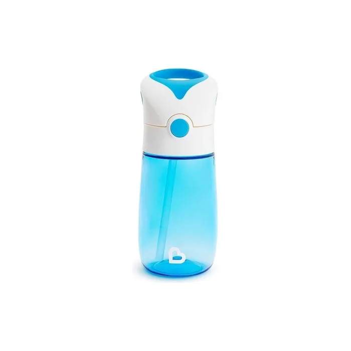 Munchkin Flip & Go Toddler Water Bottle with Straw 12oz No-Spill Design Blue