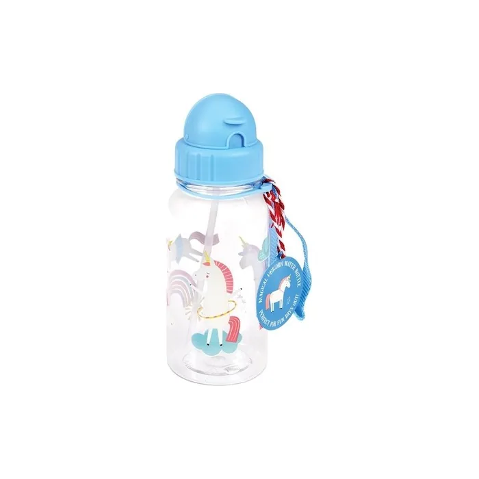 Children's Drinking Bottle with Straw - Unicorn Design