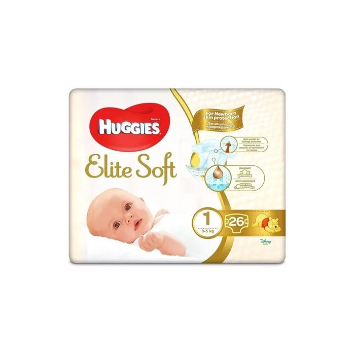 Huggies Elite Soft Newborn Size 1 Diapers 26 pcs