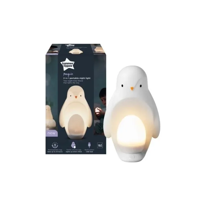 Tommee Tippee 2 In 1 Night Light Penguin Portable Dimmable Rechargable Egg Bnib