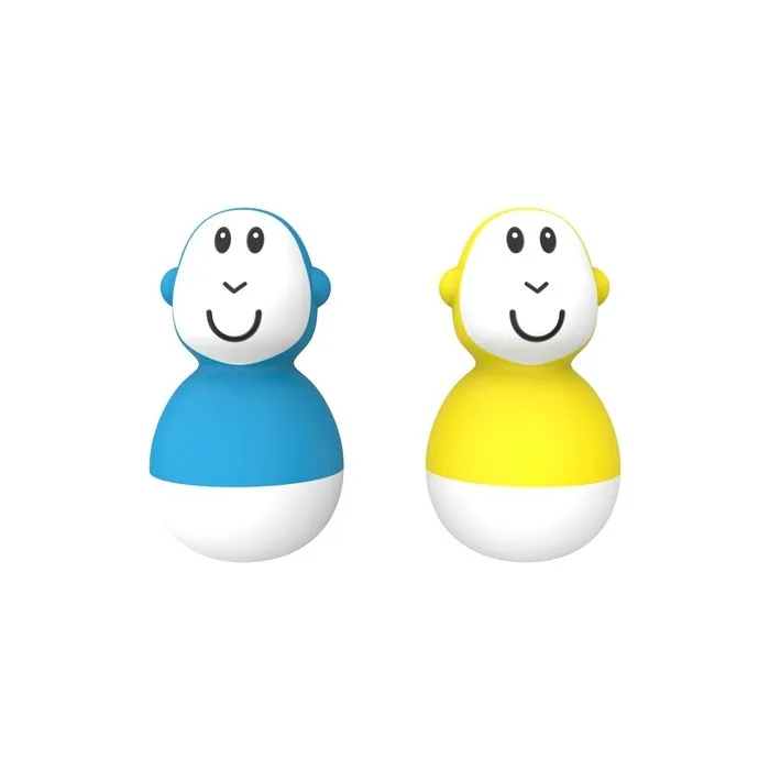 Matchstick Monkey Bathtime Wobblers Antimicrobial Baby Bath Toy Easy To Grip Sensory Learning 2 Wobblers Blue and Yellow