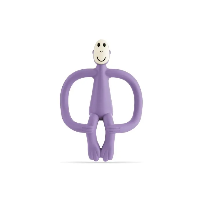 Matchstick Monkey Original Teether & Gel Applicator Antimicrobial Silicone Teething Toys for Baby Easy to Grip BPA Free 10.5cm Purple Monkey