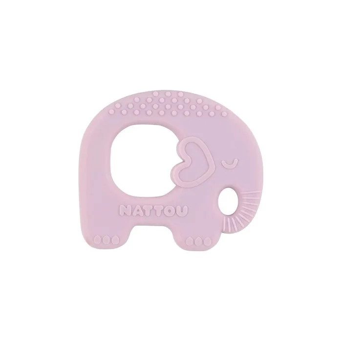 Nattou Silicone Teething Ring Elephant Grasping and Teething Toy BPA-Free