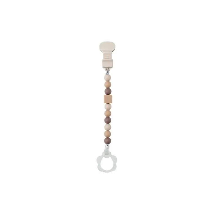 Nattou Silicone Pacifier Clip - Pacifier Chain - Universal - Bpa Free - Brown
