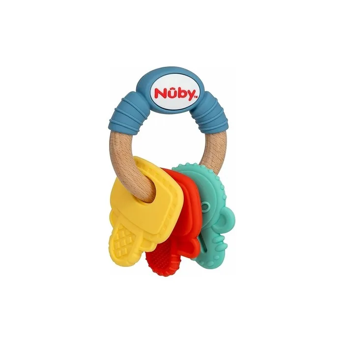 Nuby Wooden and Silicone Teething Key Multi-Coloured 3m+