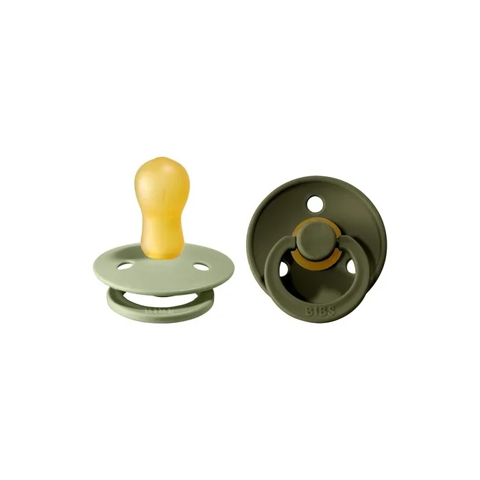 BIBS Colour Soother BPA Free Dummy Pacifier Round Nipple Natural Rubber Latex Size 3 Sage/Hunter Green 18+ Months