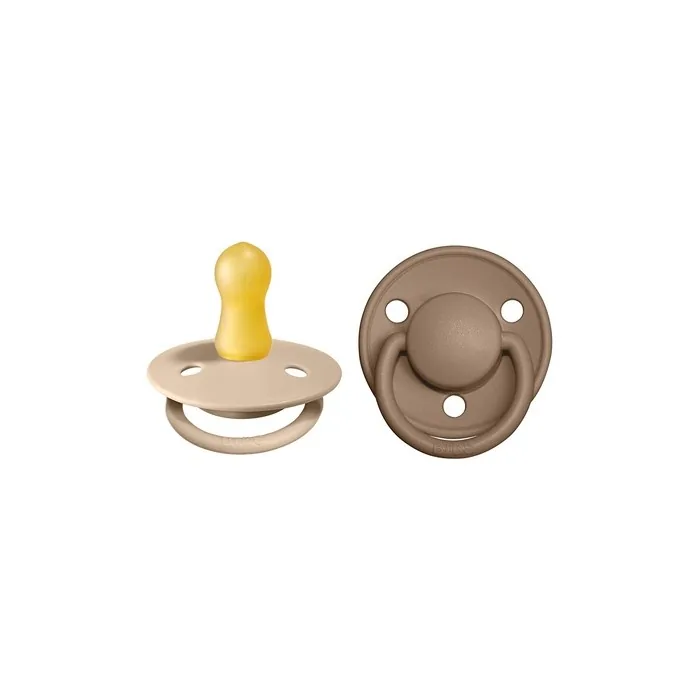 BIBS De Lux Collection BPA-Free Baby Pacifier Vanilla/Dark Oak Color Premium Soothers Size 0-6 Months