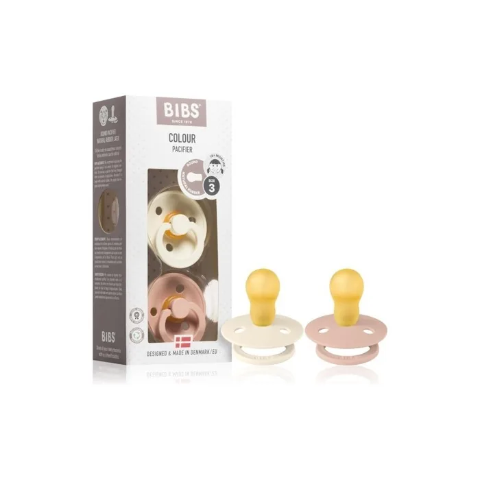Bibs Colour Symmetrical Pacifier Ivory Blush 18 Months 2 Pcs