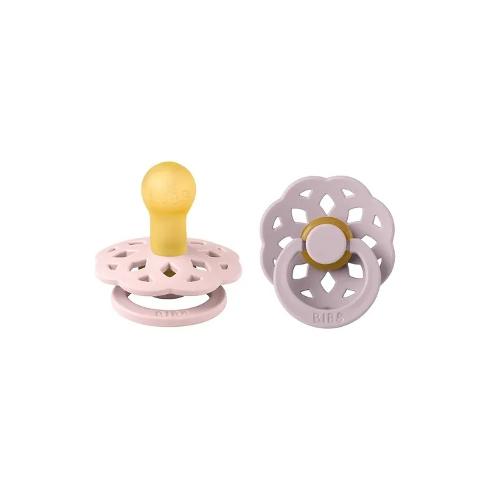 BIBS Boheme Soother BPA Free Round Nipple Size 1 (0-6 Months) - Pack of 2 Blossom/Dusky Lilac