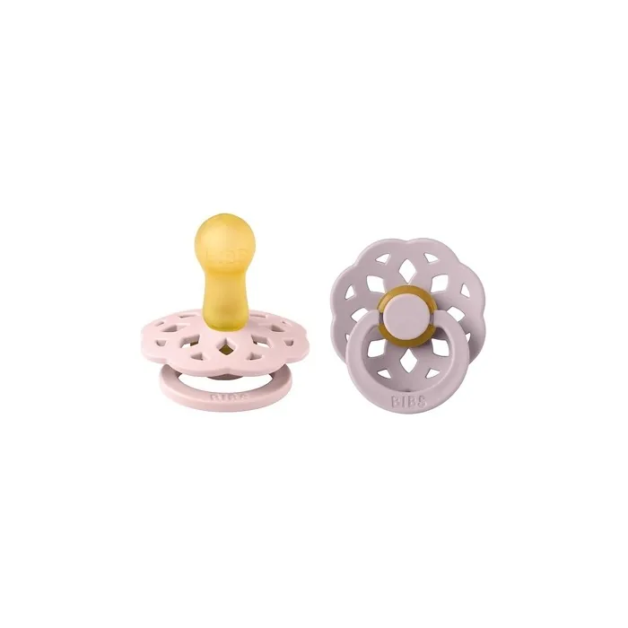 BIBS Boheme Pacifier BPA-Free Cherry Shaped Nipple Size 2 (6-18 Months) 2-Pack Blossom/Dusky Lilac