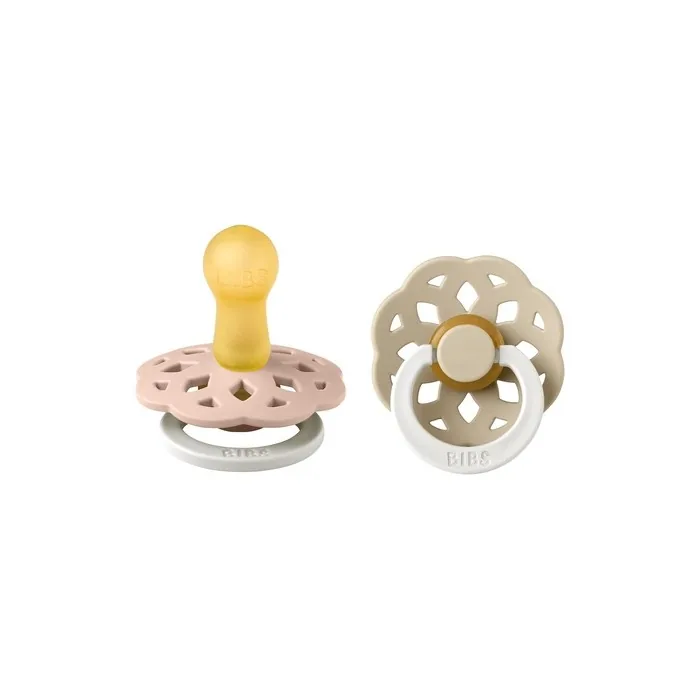 BIBS Boheme Glow in The Dark Soother BPA Free Round Nipple Latex Size 1 (0-6 Months) Blush Glow/Vanilla Glow - Pack of 2