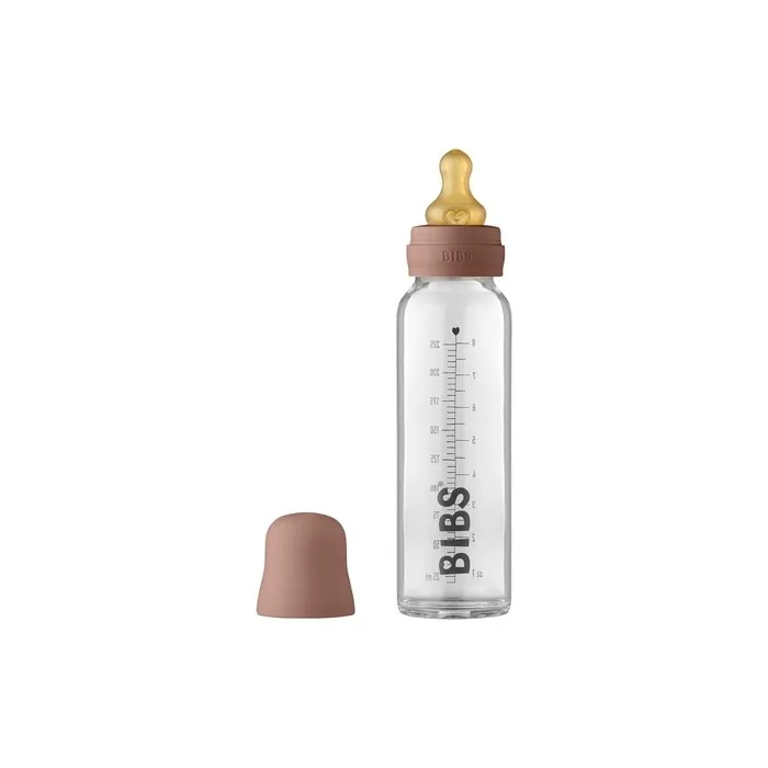 BIBS Baby Glass Bottle Anti-Colic Round Natural Rubber Latex Nipple 225ml